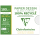 Pochette de 12 feuilles de Papier Dessin blanc à Grain recyclé, 180 g/m², 24x32,image 1